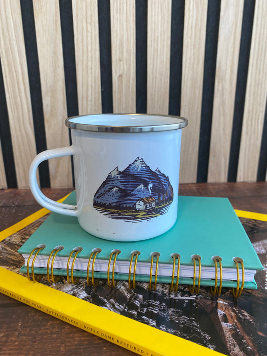 Mountain Bothy - Enamel Mug (Misprint, smudge on bottom of mug as pictured)