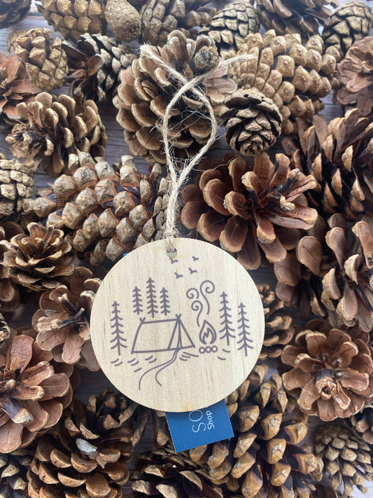 Mountain Camping - Wooden Ornament