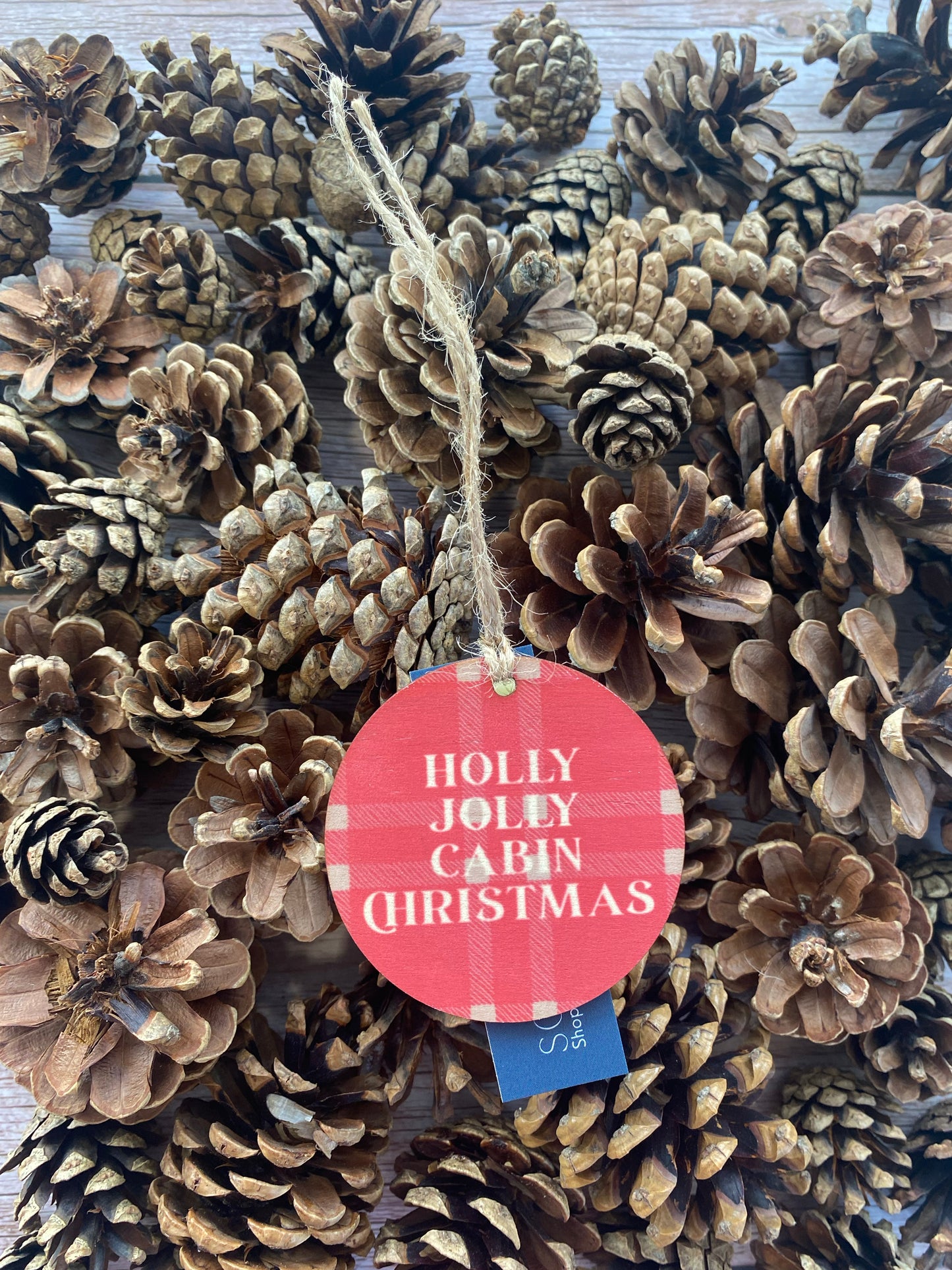 Holly jolly cabin Christmas - Wooden Ornament