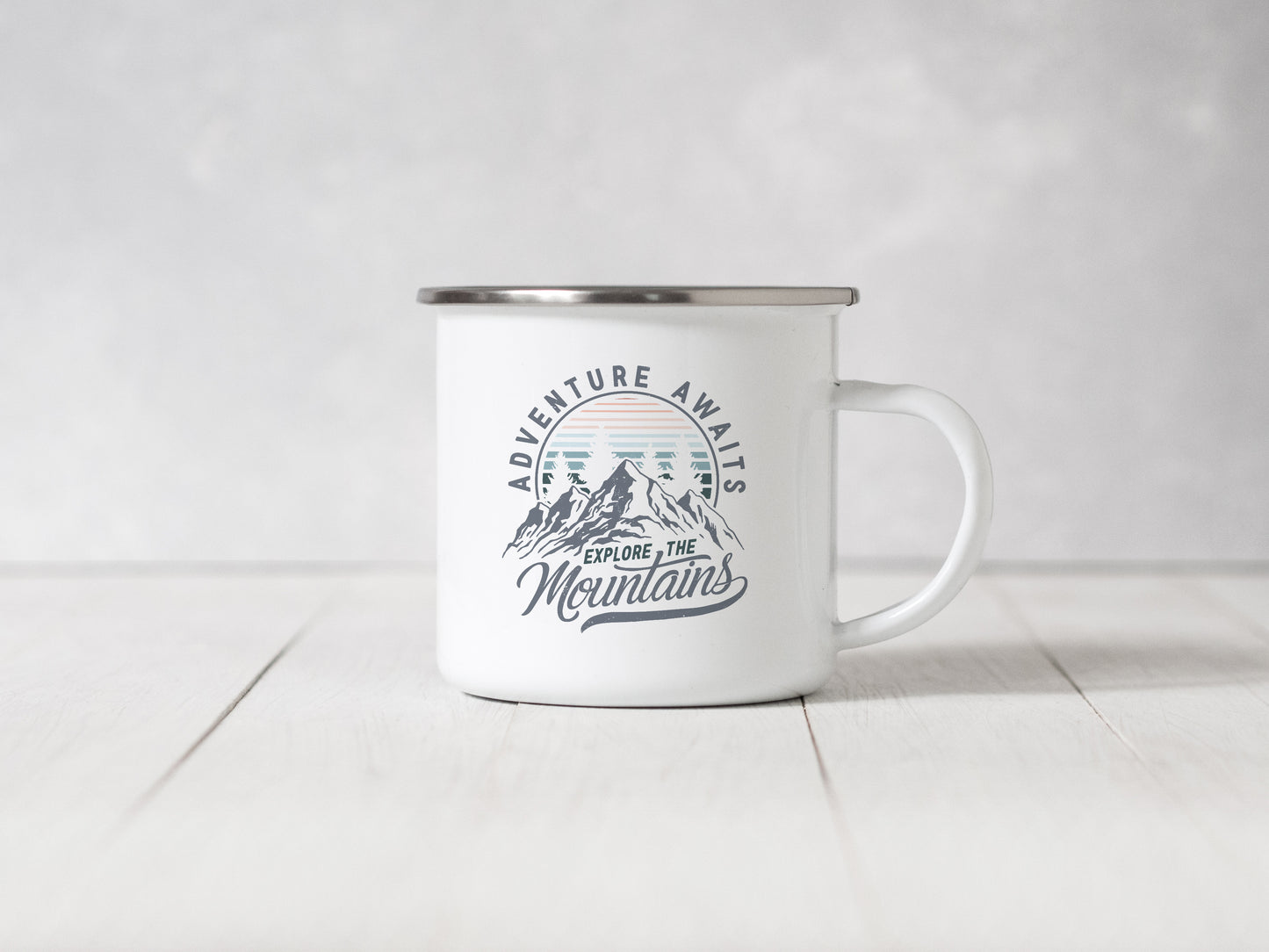 Adventure Awaits, Explore the Mountains - Enamel Mug - Sovende Bjorn