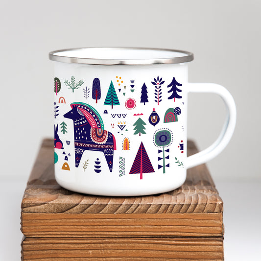 Folk Christmas Enamel Mug