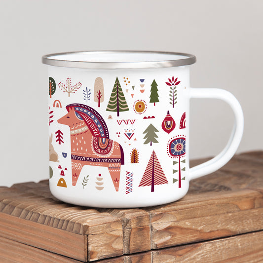 Folk Christmas Enamel Mug