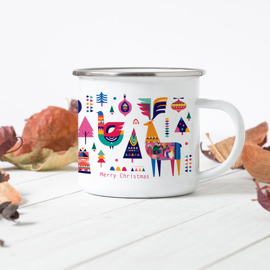 Folk Christmas Enamel Mug