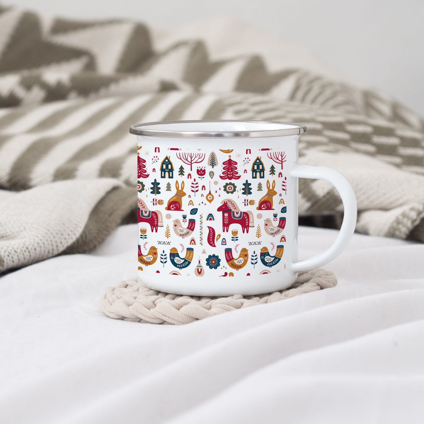 Folk Christmas Enamel Mug