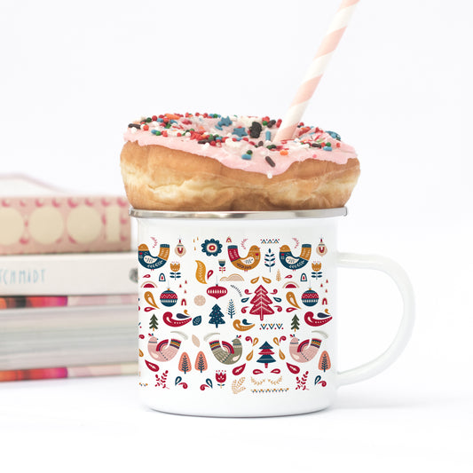 Folk Christmas Enamel Mug