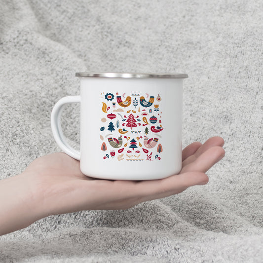 Folk Christmas Enamel Mug