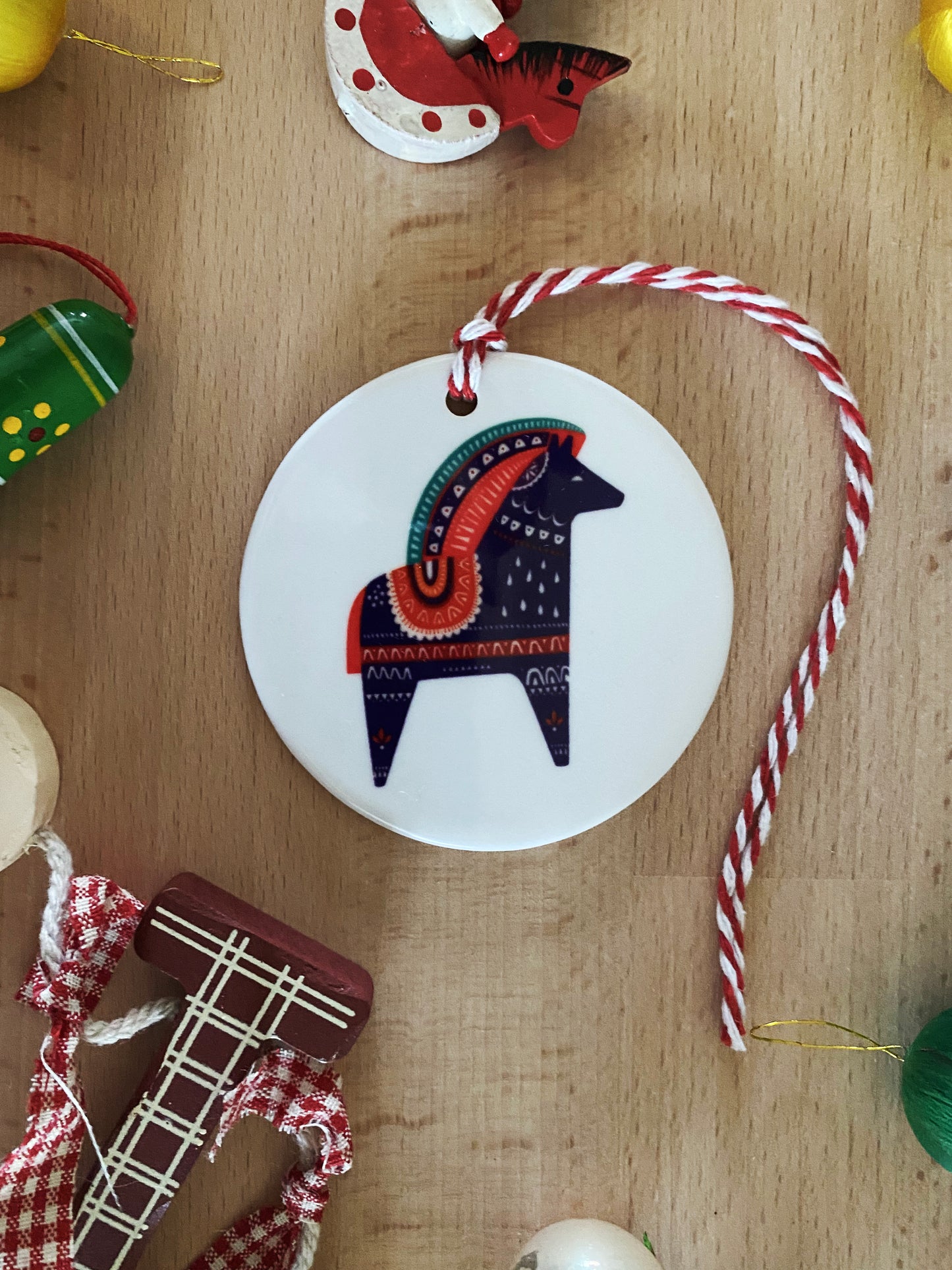 Dala Horse Christmas, Ceramic Ornament