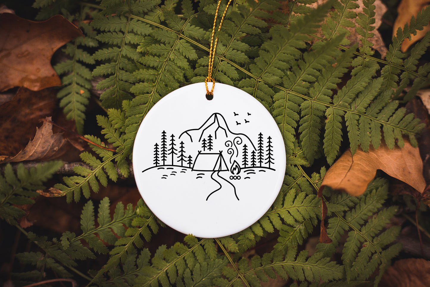 Mountain Camping Ceramic Ornament