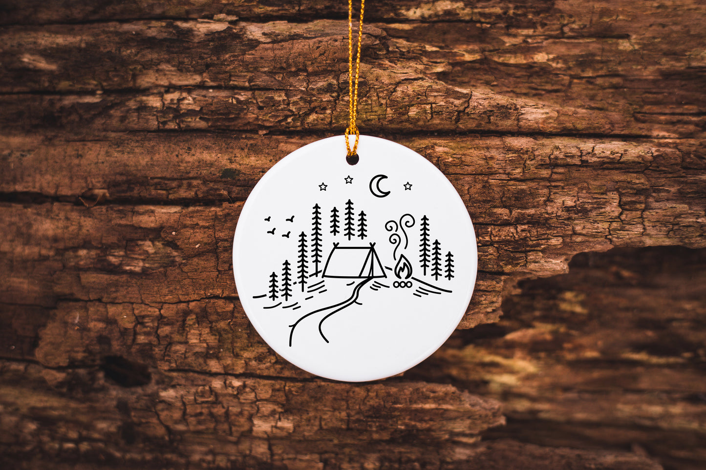 Mountain Camping Ceramic Ornament