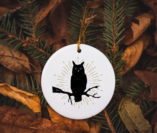 Black Owl Ceramic Ornament