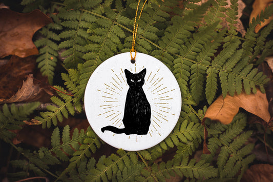 Black Cat Ceramic Ornament