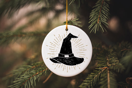 Witches Hat Ceramic Ornament