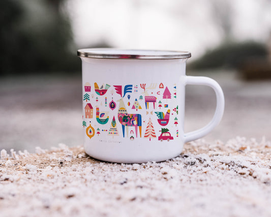 Folk Christmas Enamel Mug