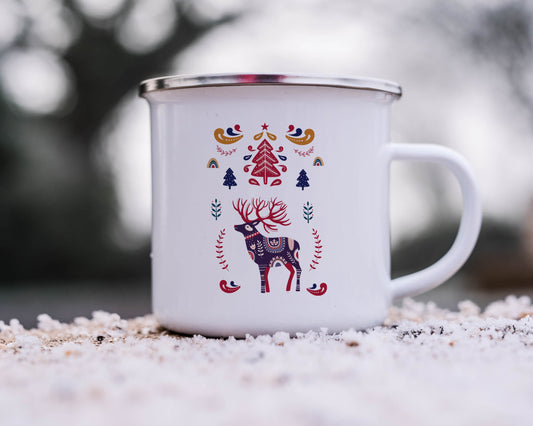 Folk Christmas Enamel Mug