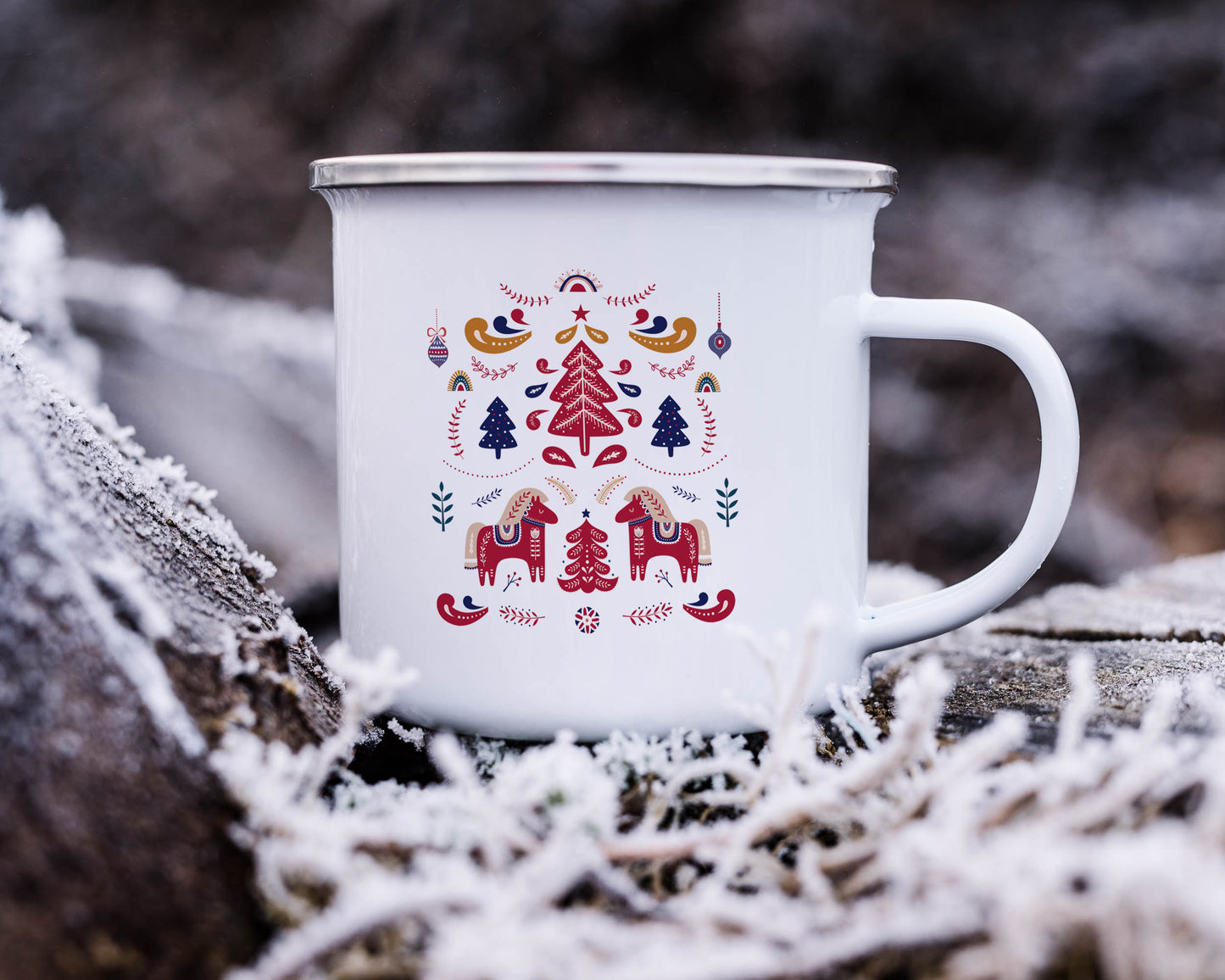 Folk Christmas Enamel Mug