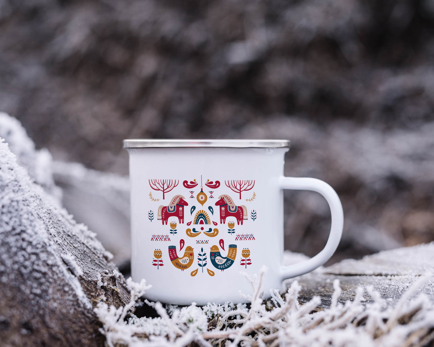 Folk Christmas Enamel Mug