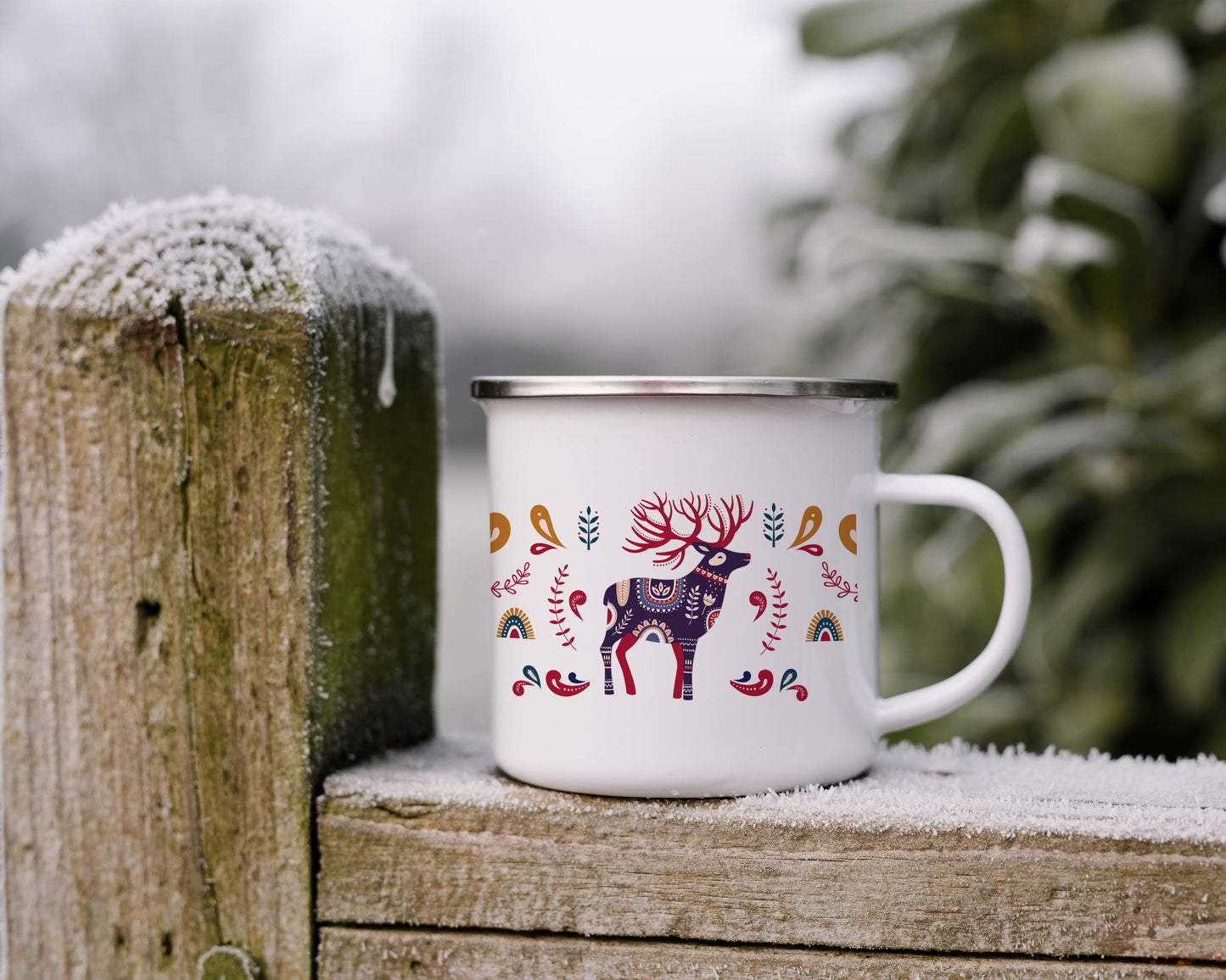 Folk Christmas Enamel Mug