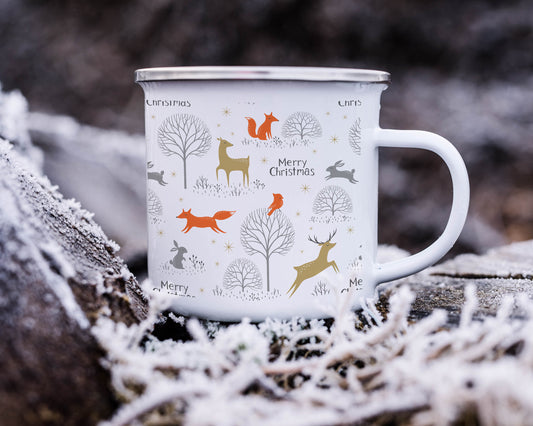 Christmas in the Enchanted Forest - Christmas Enamel Mug