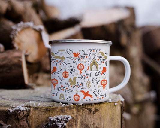 Christmas in the Enchanted Forest Enamel Camping Mug