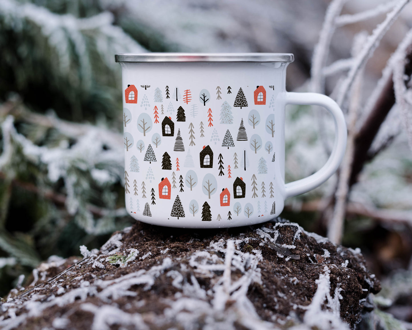 Christmas in the Enchanted Forest Enamel Camping Mug