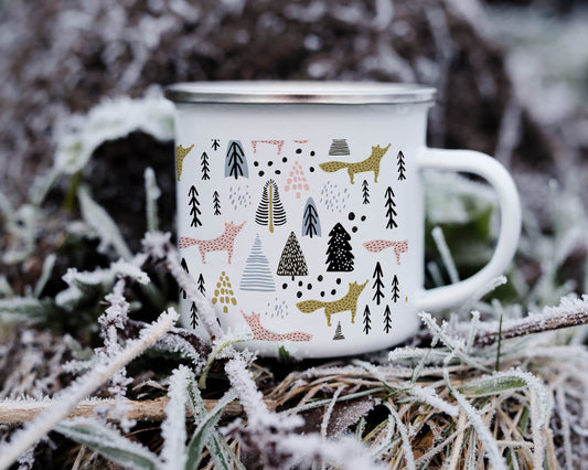 Christmas in the Enchanted Forest Enamel Camping Mug