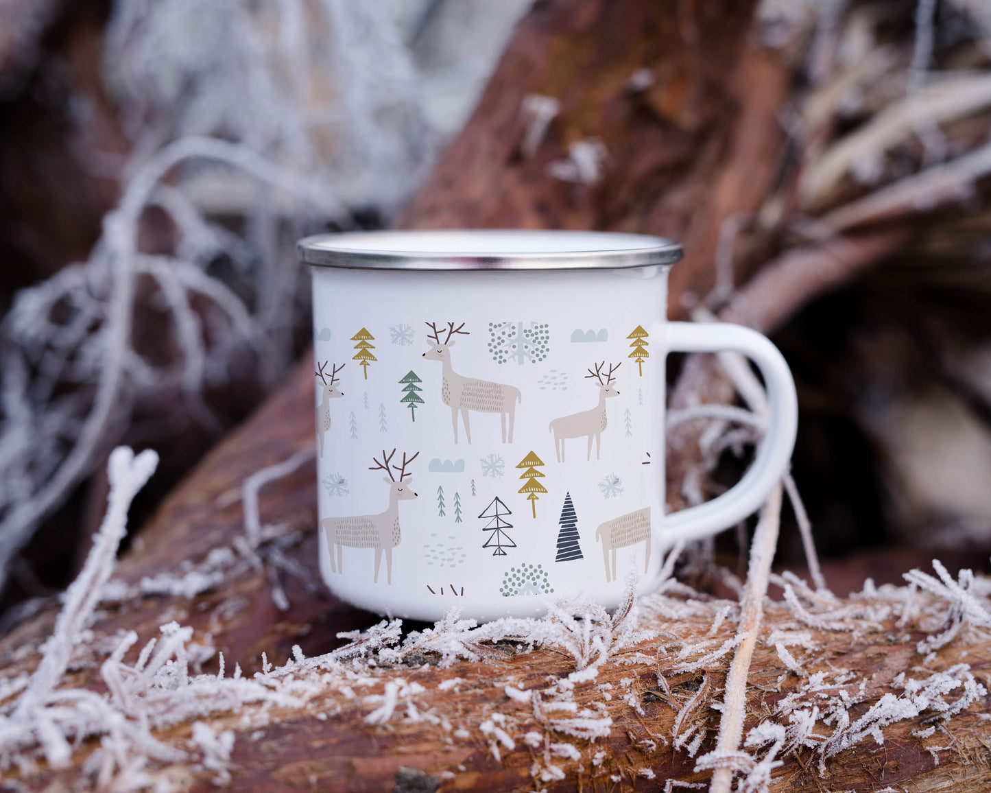 Christmas in the Enchanted Forest Enamel Camping Mug