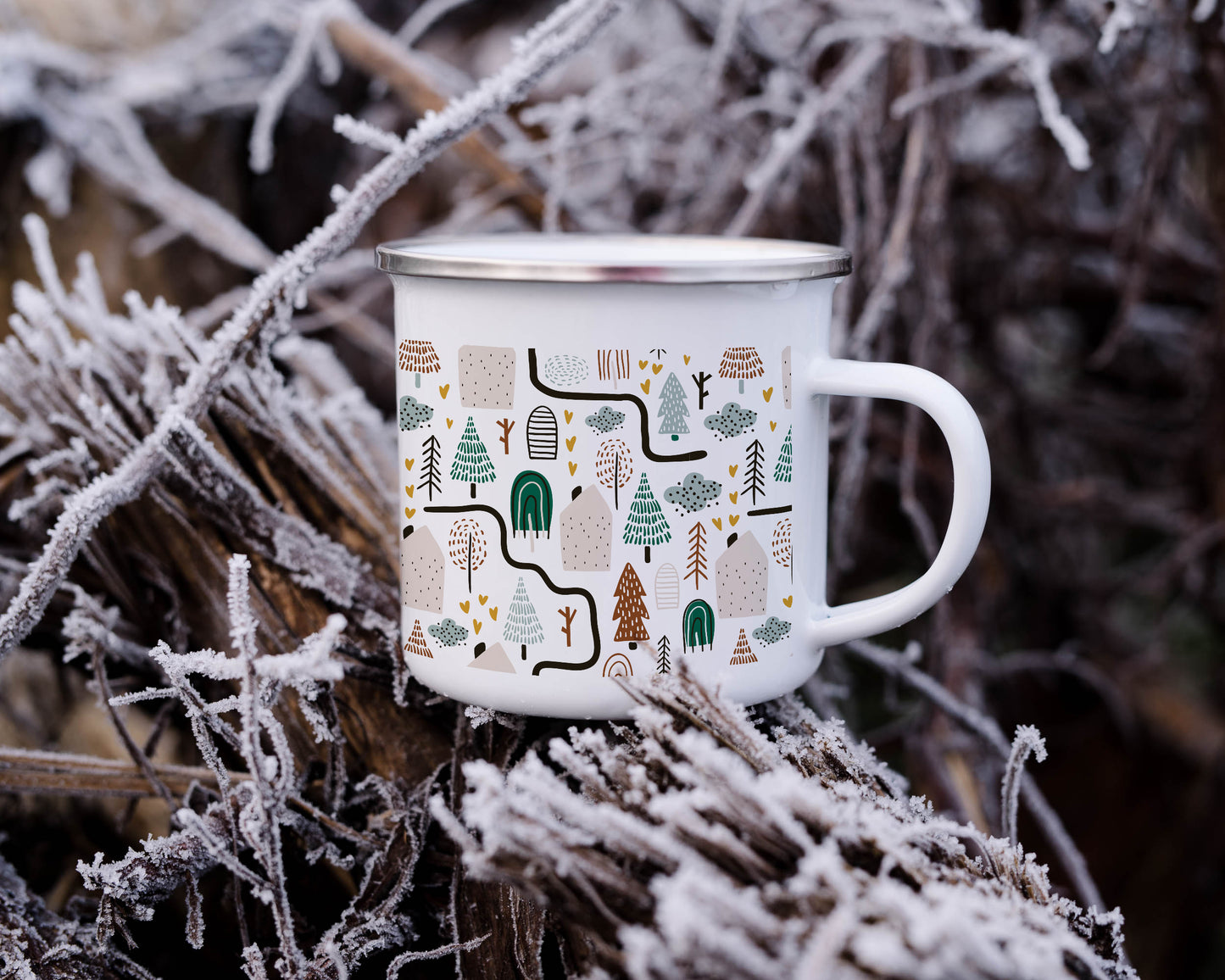 Christmas in the Enchanted Forest Enamel Camping Mug