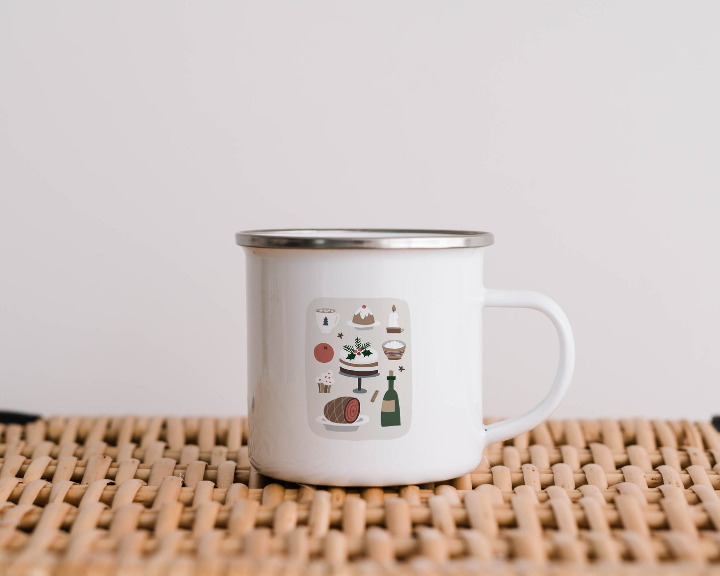 Folky Wintertime Christmas Enamel Mug