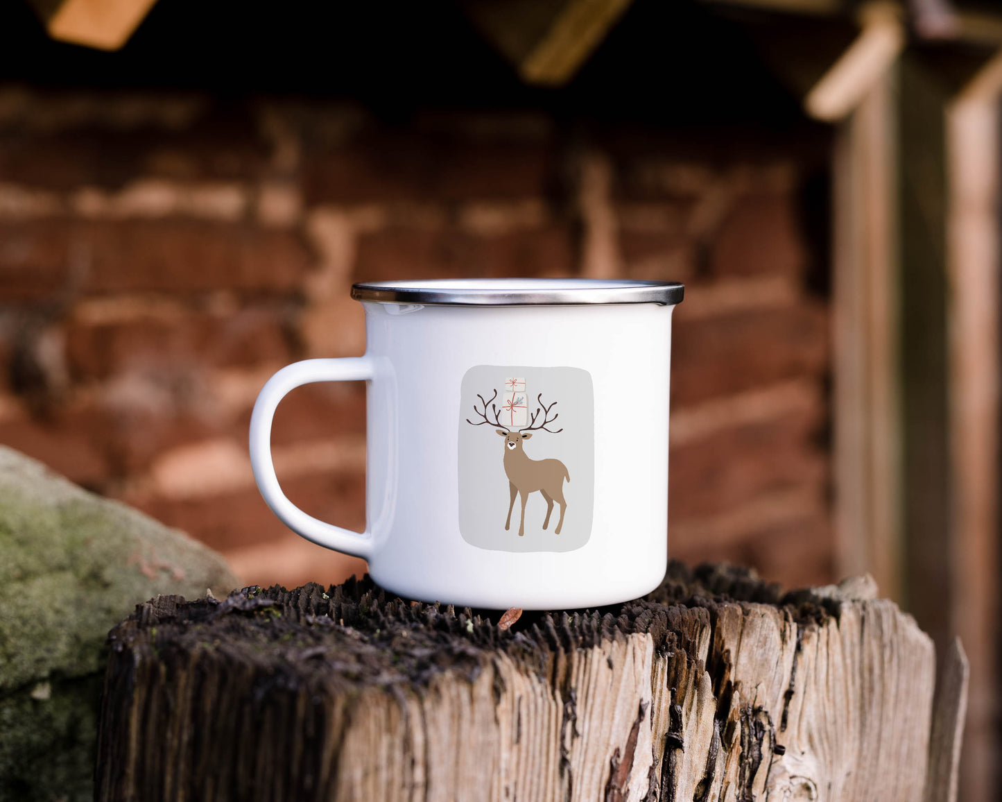 Folky Wintertime Christmas Enamel Mug