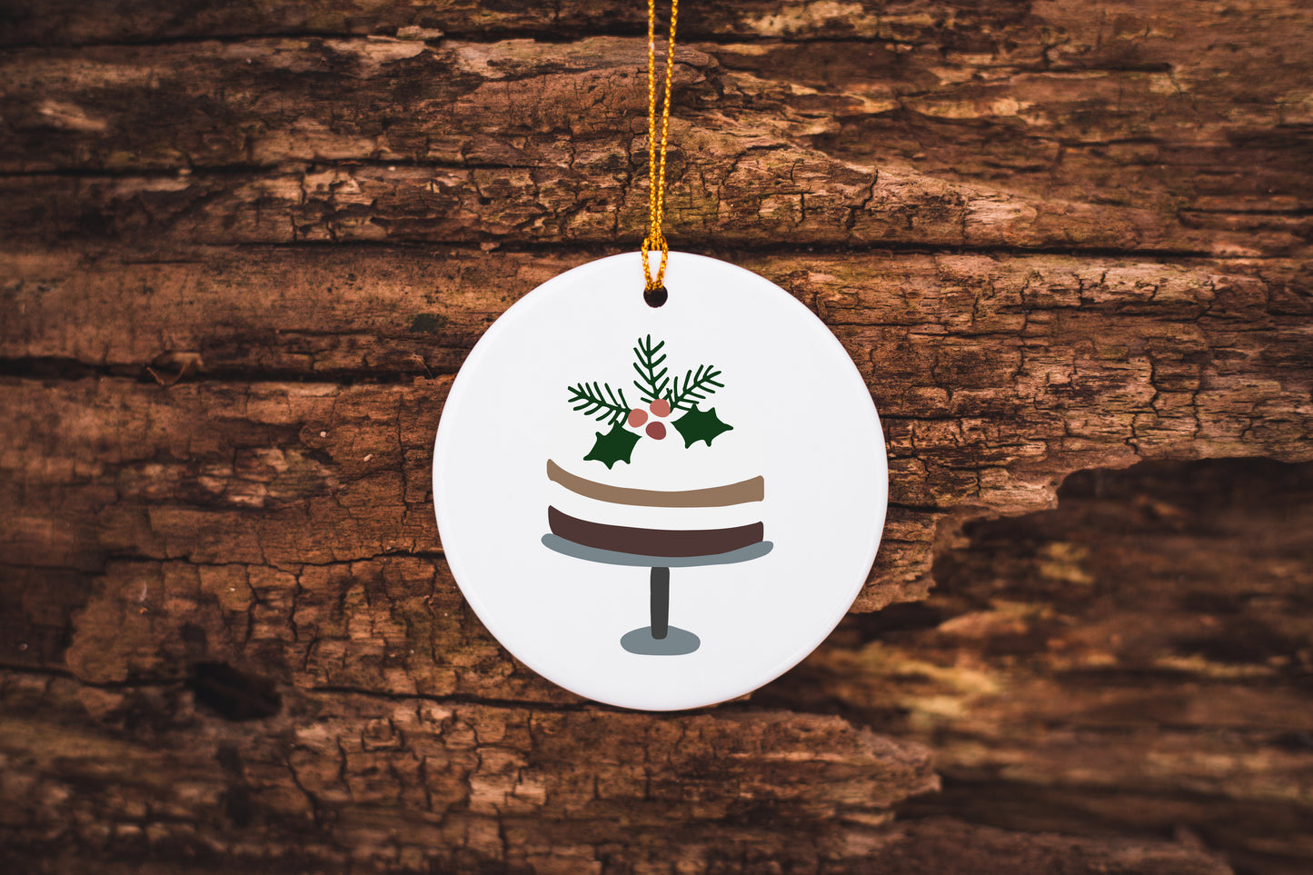 Folky Wintertime Ceramic Ornament