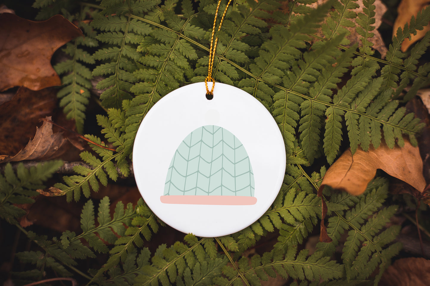 Folky Wintertime Ceramic Ornament