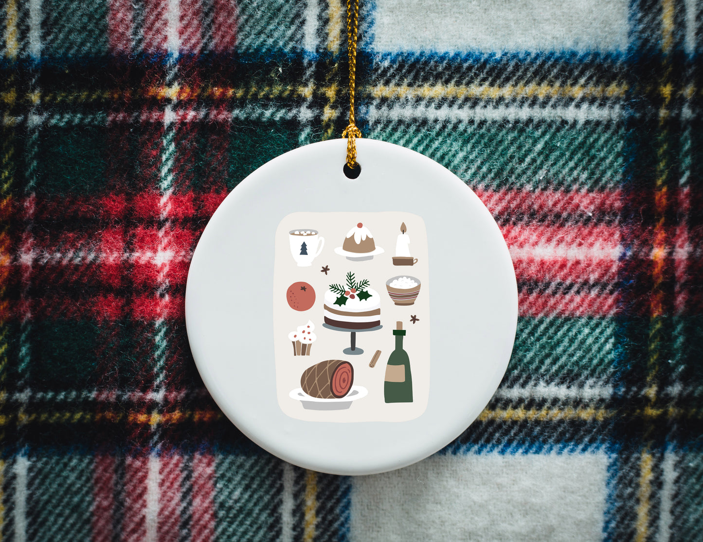 Folky Wintertime Ceramic Ornament