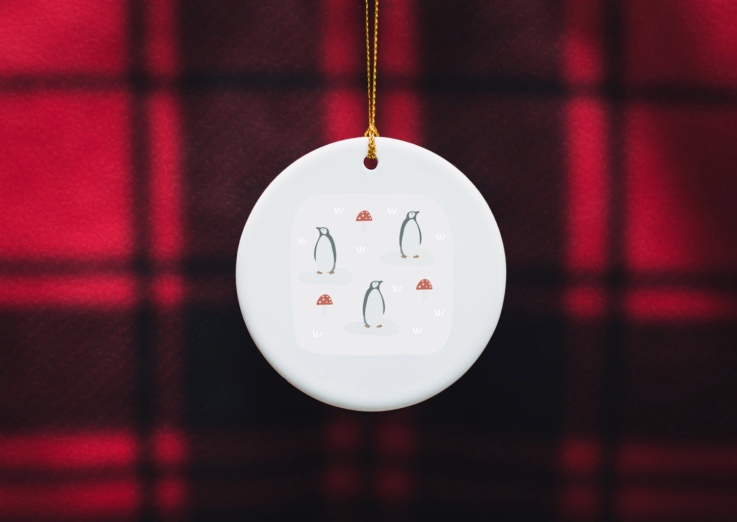 Folky Wintertime Ceramic Ornament