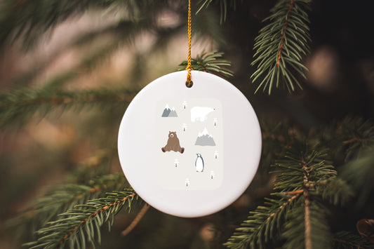 Folky Wintertime Ceramic Ornament