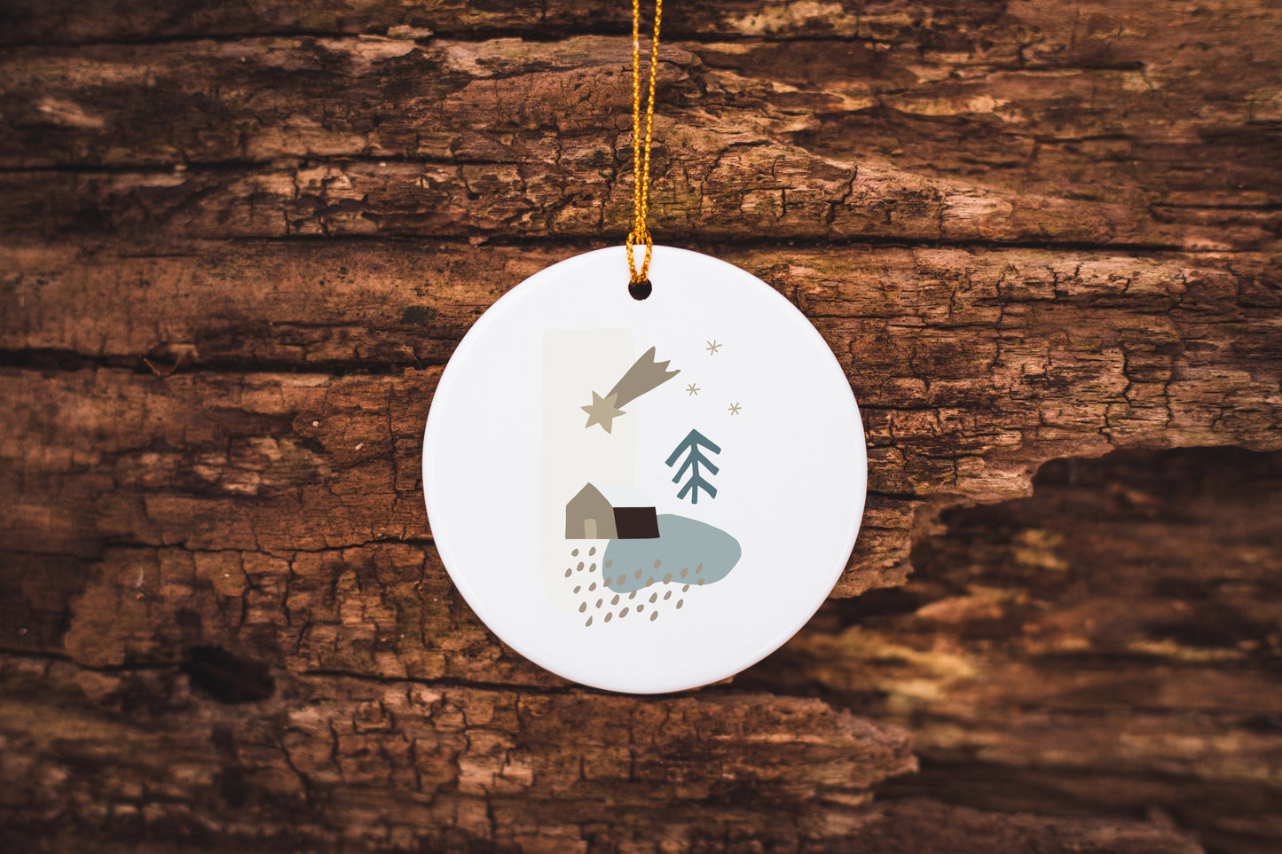 Folky Wintertime Ceramic Ornament