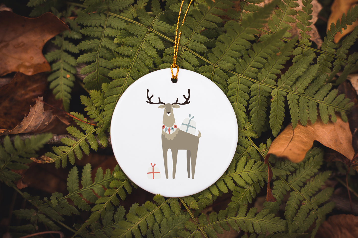 Folky Wintertime Ceramic Ornament