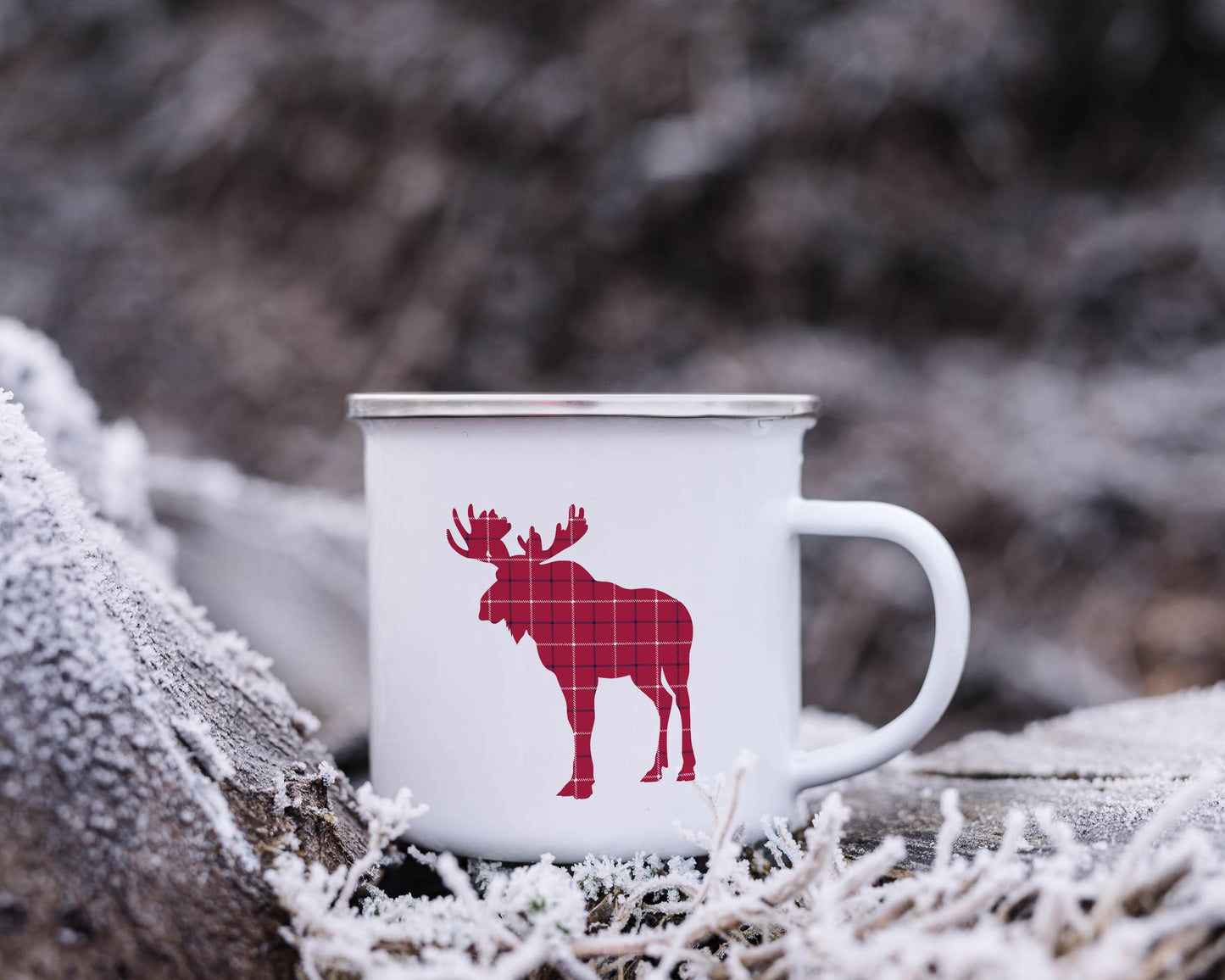 Plaid Moose - Enamel Camping Mug