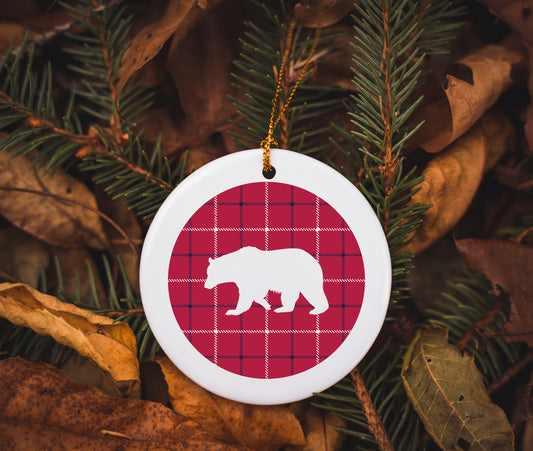 Plaid Bear - Ceramic Ornament