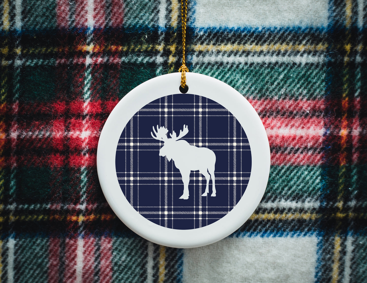 Plaid Moose - Ceramic Ornament