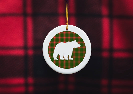 Plaid Bear - Ceramic Ornament