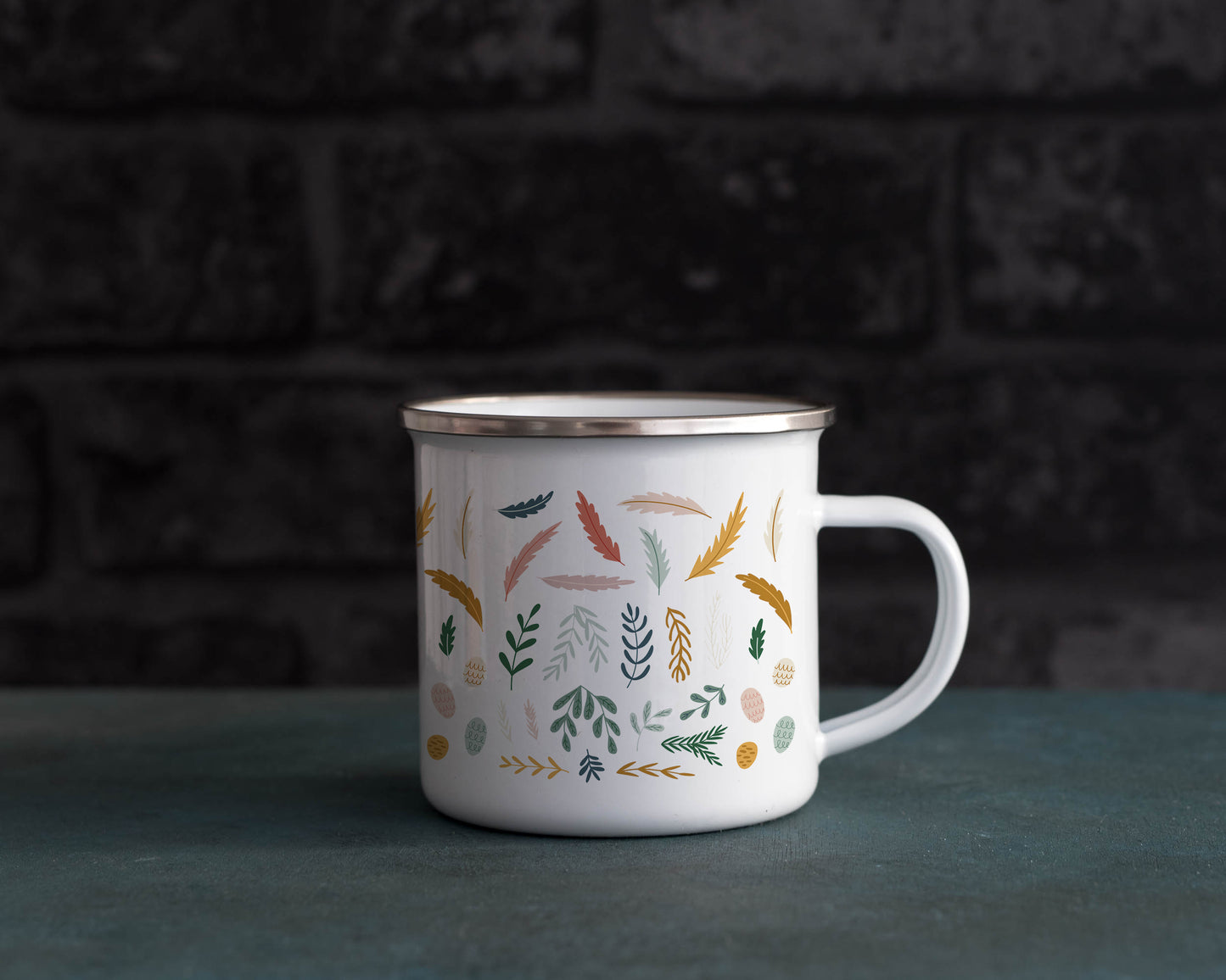 Folky Wintertime Christmas Enamel Mug