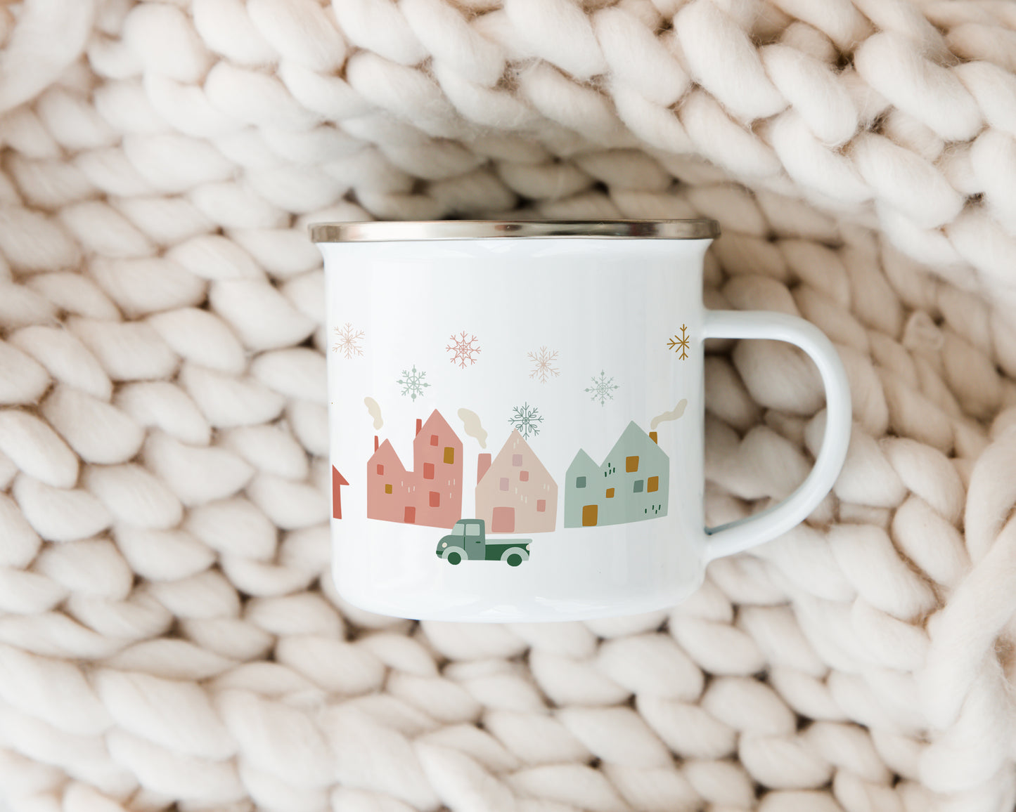 Folky Wintertime Christmas Enamel Mug