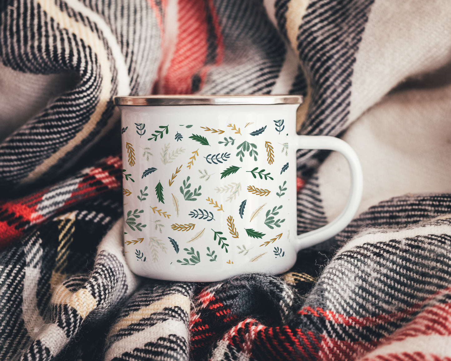 Folky Wintertime Christmas Enamel Mug