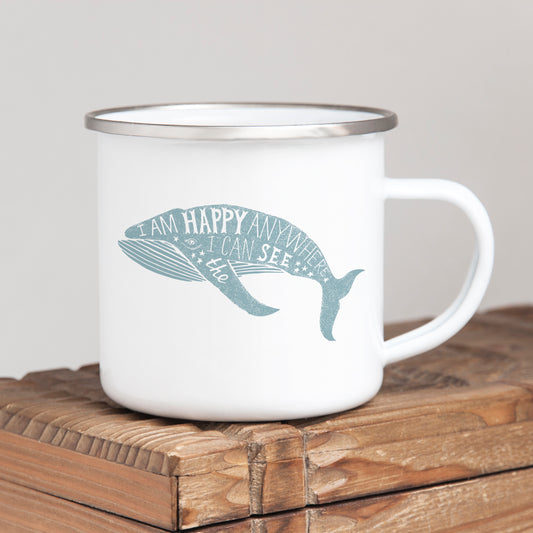 I am happy anywhere I can see the sea - Enamel Mug